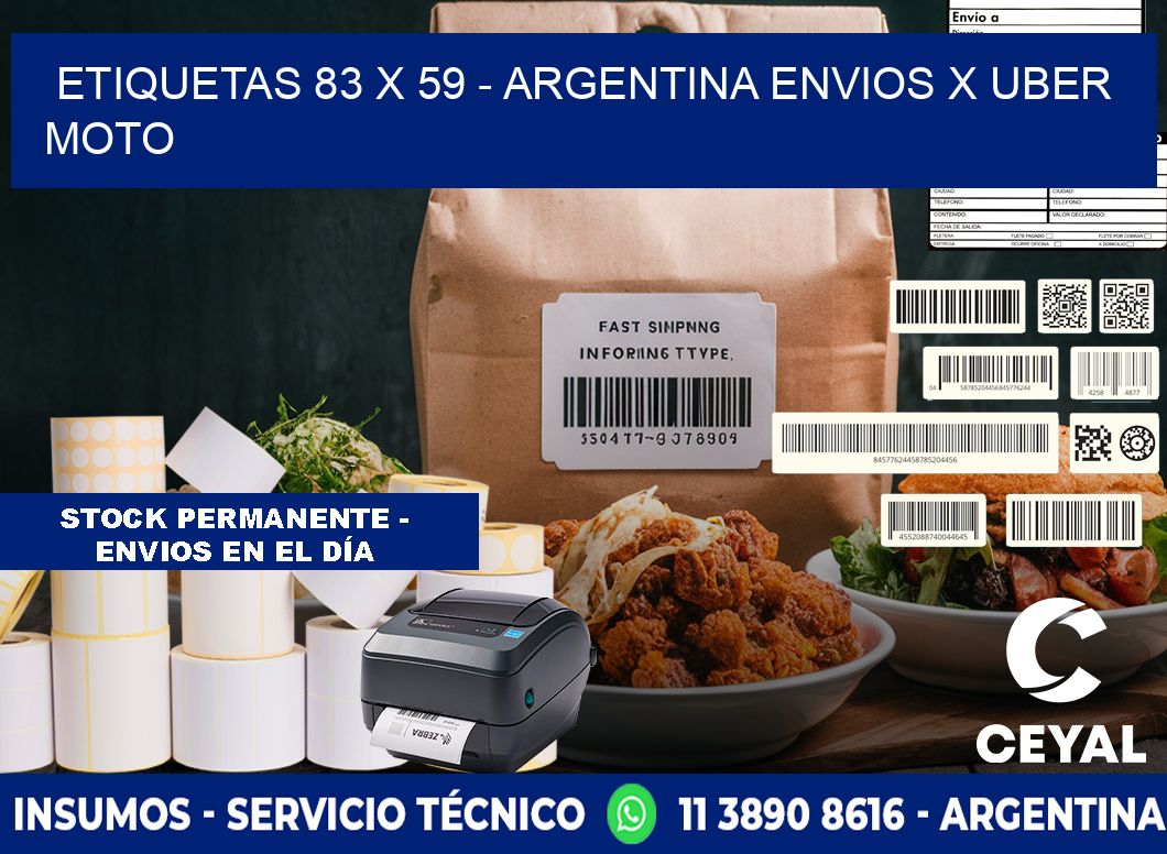 ETIQUETAS 83 x 59 - ARGENTINA ENVIOS X UBER MOTO