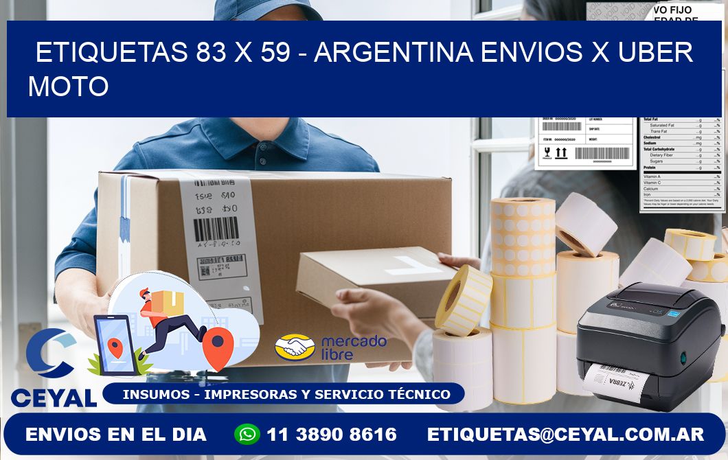 ETIQUETAS 83 x 59 - ARGENTINA ENVIOS X UBER MOTO