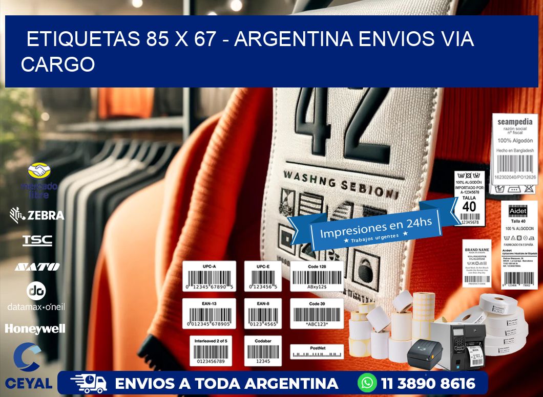 ETIQUETAS 85 x 67 - ARGENTINA ENVIOS VIA CARGO