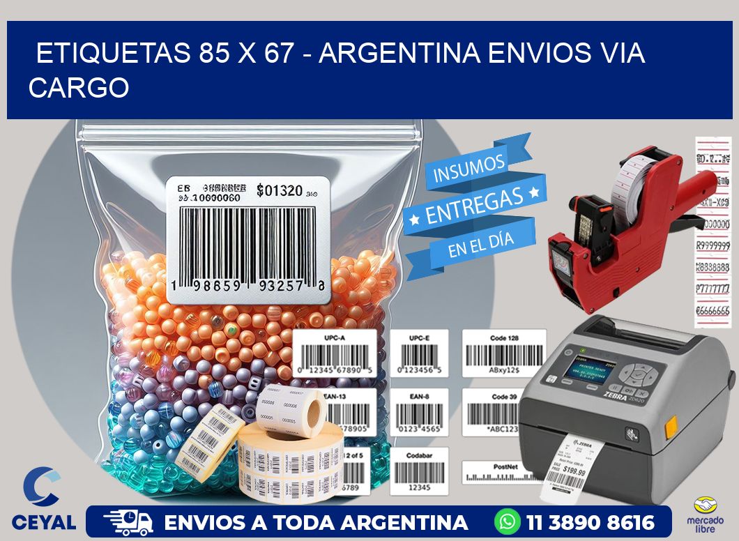 ETIQUETAS 85 x 67 - ARGENTINA ENVIOS VIA CARGO