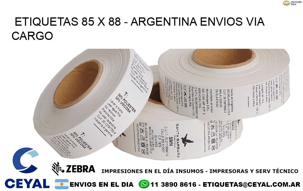 ETIQUETAS 85 x 88 - ARGENTINA ENVIOS VIA CARGO