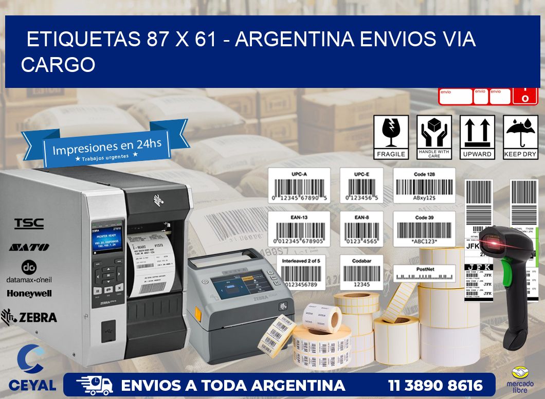 ETIQUETAS 87 x 61 - ARGENTINA ENVIOS VIA CARGO