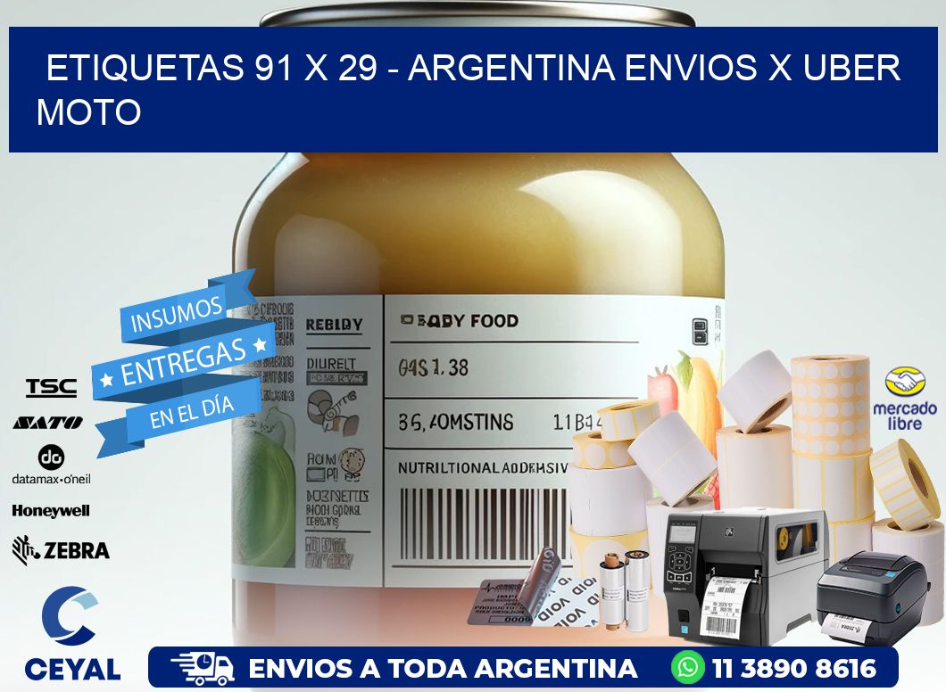 ETIQUETAS 91 x 29 - ARGENTINA ENVIOS X UBER MOTO