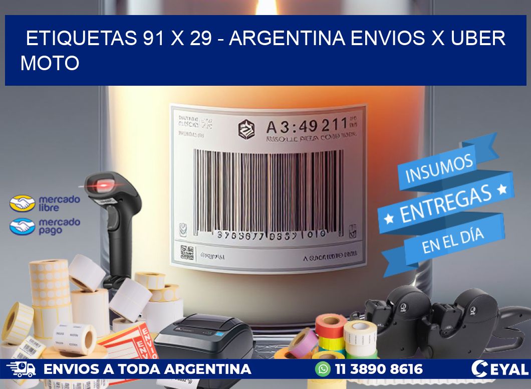 ETIQUETAS 91 x 29 - ARGENTINA ENVIOS X UBER MOTO