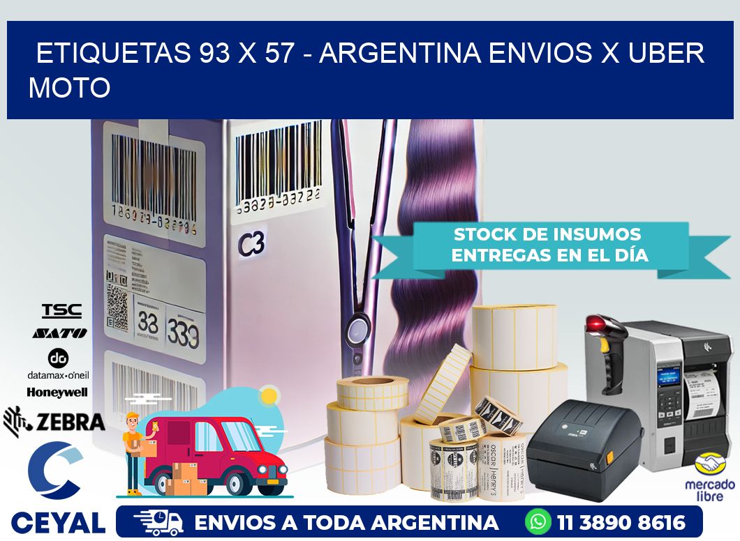 ETIQUETAS 93 x 57 – ARGENTINA ENVIOS X UBER MOTO