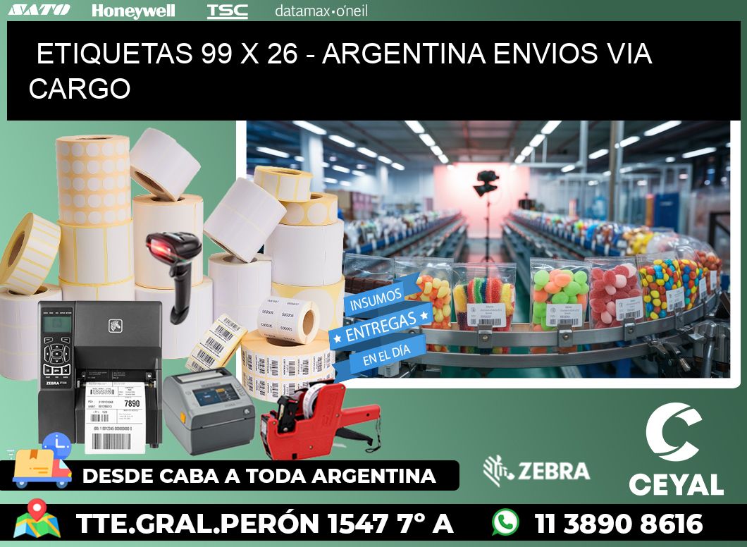 ETIQUETAS 99 x 26 - ARGENTINA ENVIOS VIA CARGO