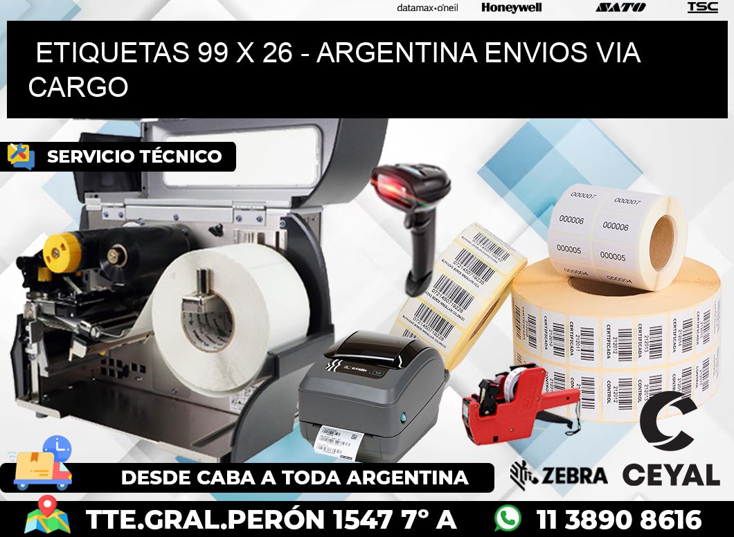 ETIQUETAS 99 x 26 - ARGENTINA ENVIOS VIA CARGO