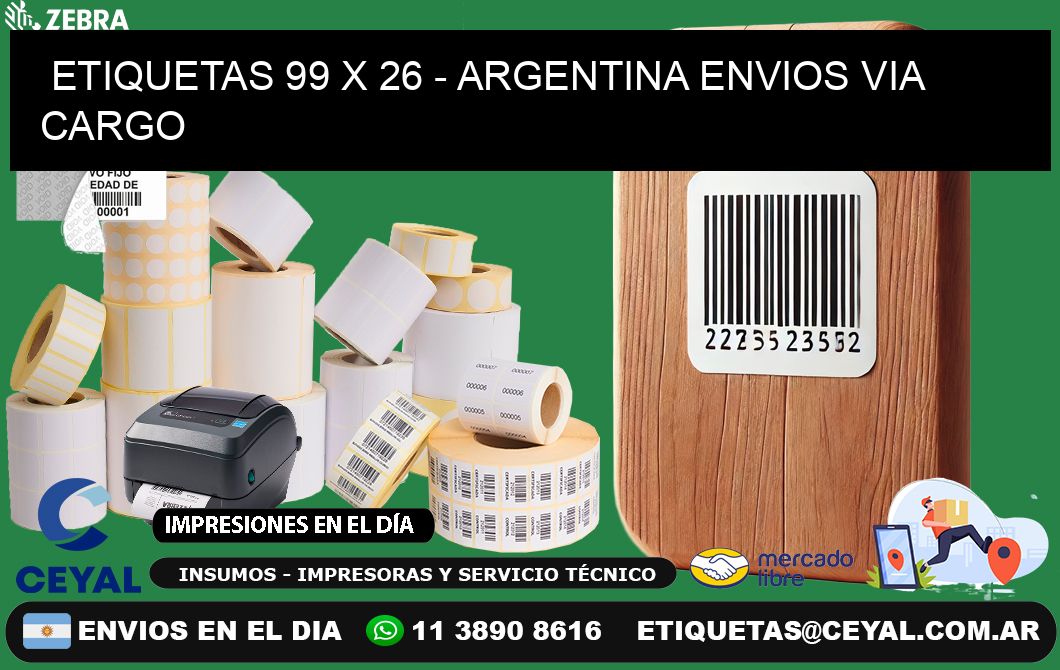 ETIQUETAS 99 x 26 - ARGENTINA ENVIOS VIA CARGO