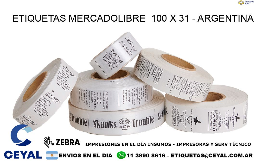 ETIQUETAS MERCADOLIBRE  100 x 31 - ARGENTINA