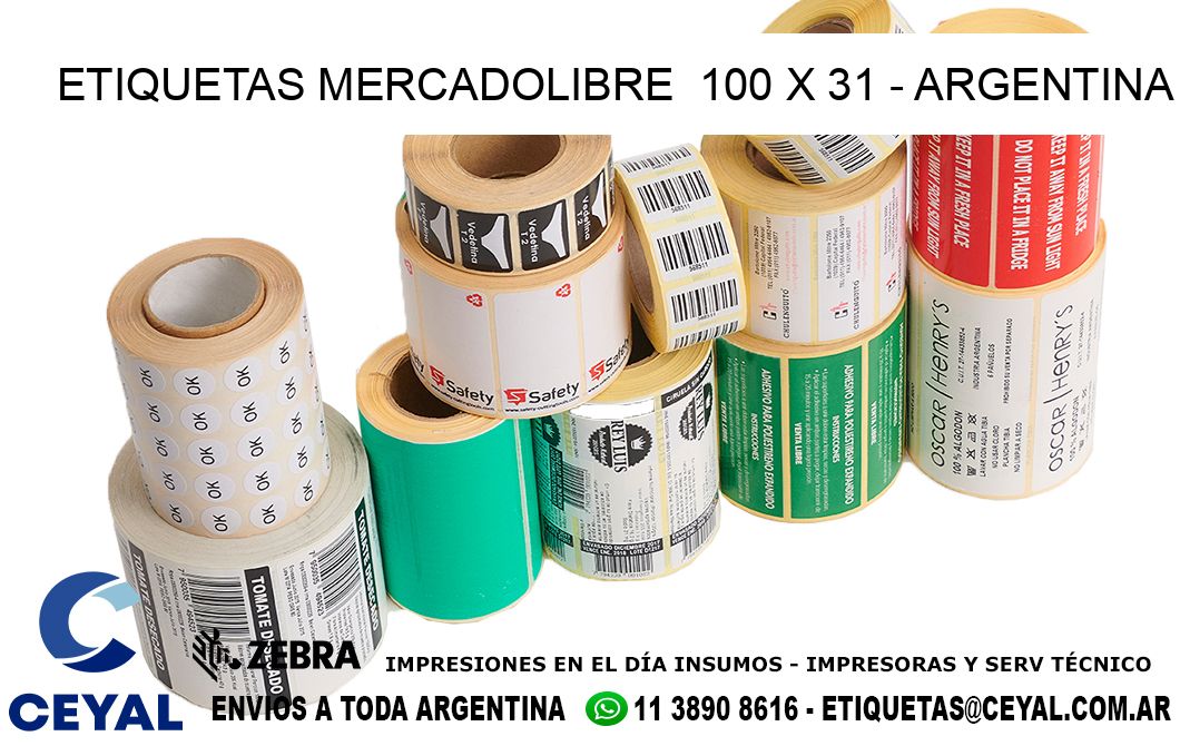 ETIQUETAS MERCADOLIBRE  100 x 31 - ARGENTINA