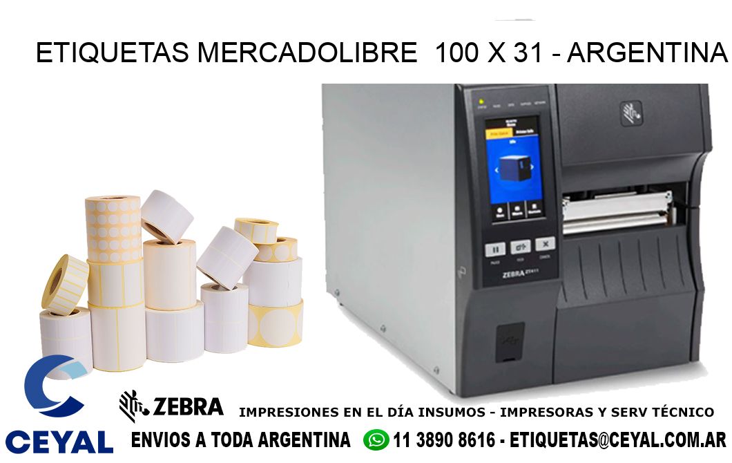 ETIQUETAS MERCADOLIBRE  100 x 31 - ARGENTINA