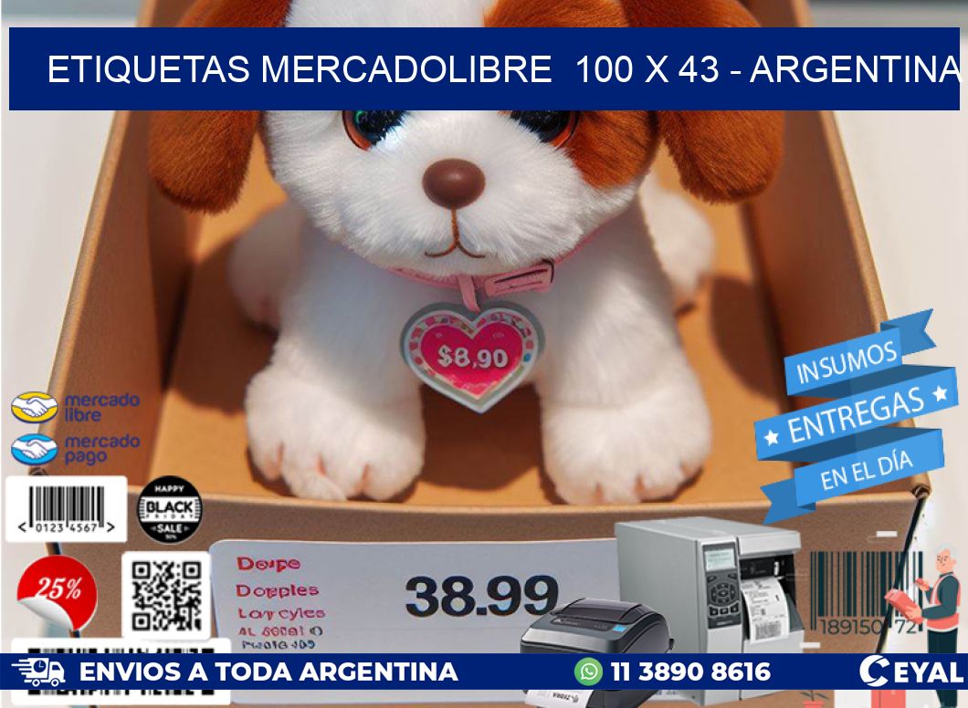 ETIQUETAS MERCADOLIBRE  100 x 43 - ARGENTINA