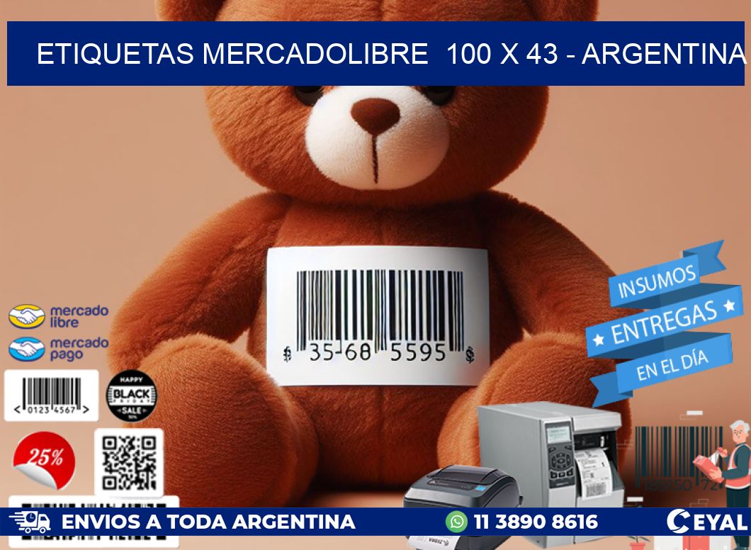 ETIQUETAS MERCADOLIBRE  100 x 43 - ARGENTINA