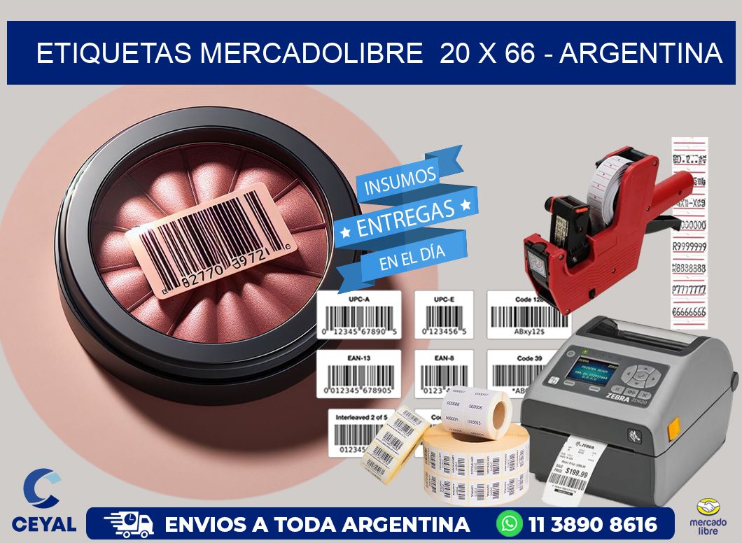 ETIQUETAS MERCADOLIBRE  20 x 66 - ARGENTINA