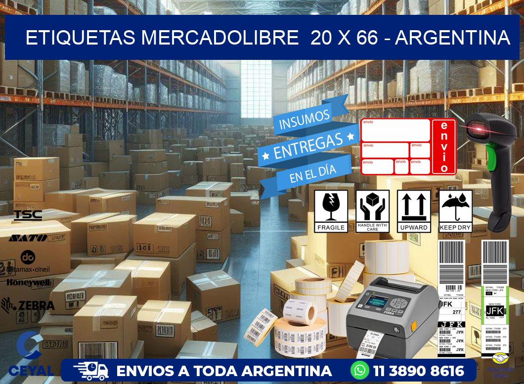 ETIQUETAS MERCADOLIBRE  20 x 66 - ARGENTINA