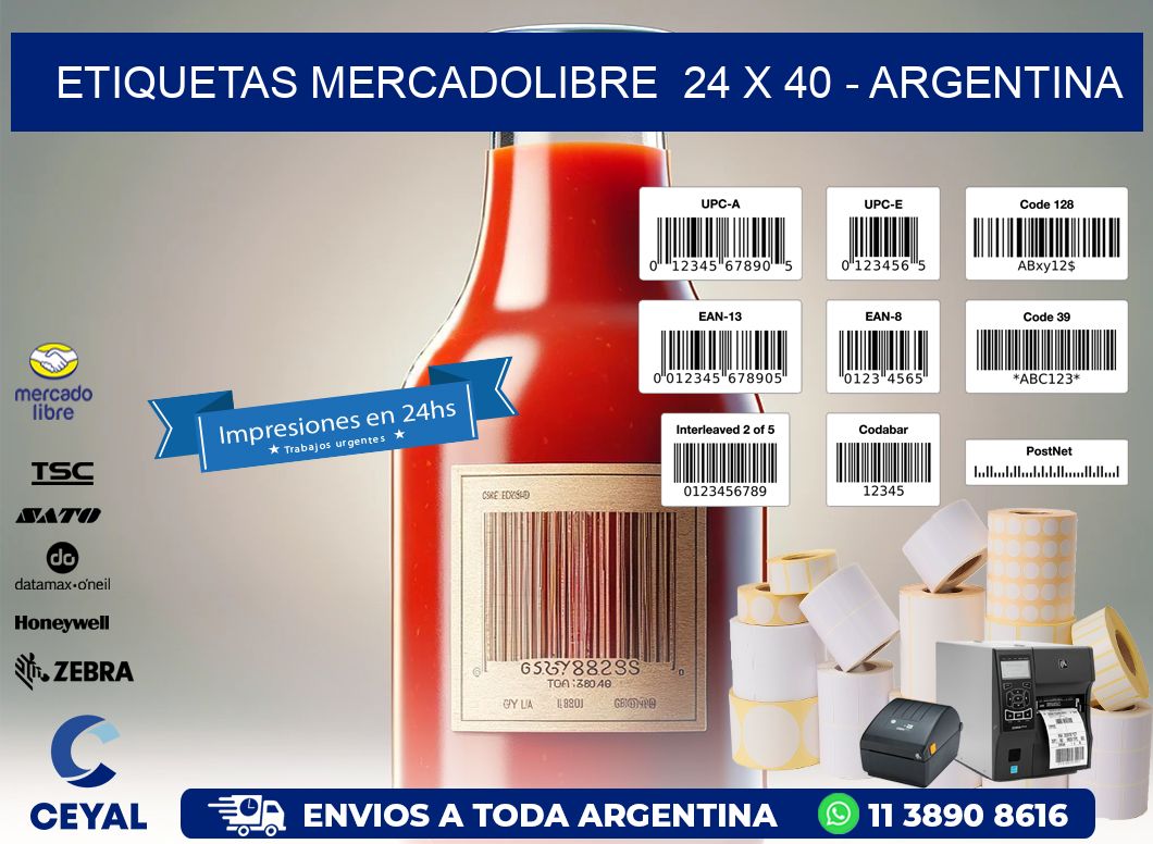 ETIQUETAS MERCADOLIBRE  24 x 40 - ARGENTINA