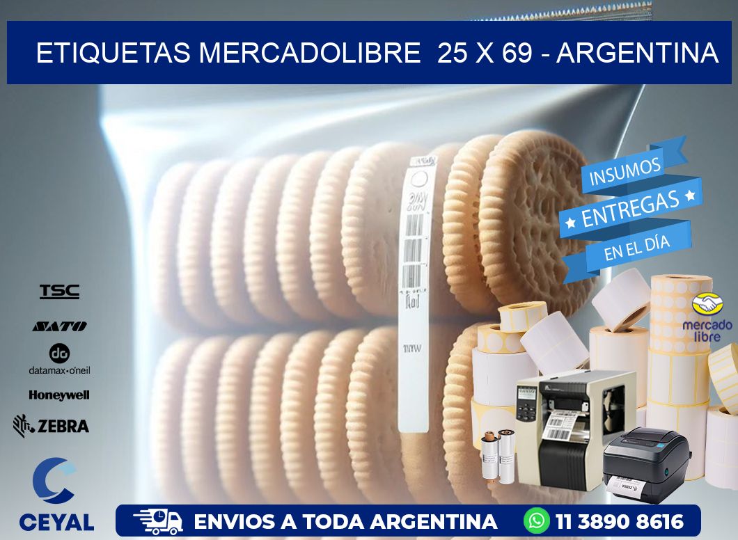 ETIQUETAS MERCADOLIBRE  25 x 69 - ARGENTINA