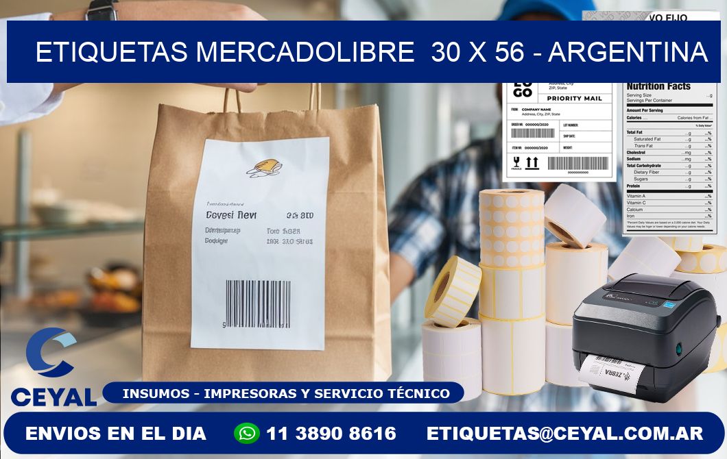 ETIQUETAS MERCADOLIBRE  30 x 56 - ARGENTINA