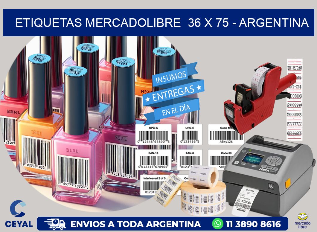 ETIQUETAS MERCADOLIBRE  36 x 75 - ARGENTINA