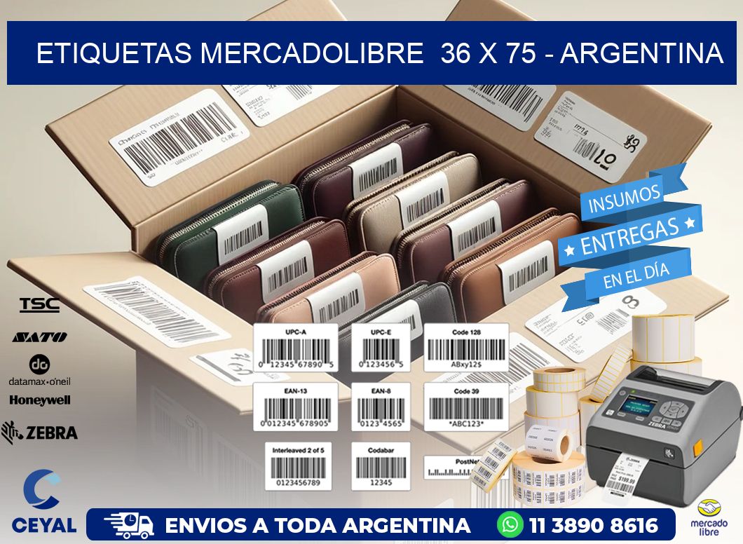 ETIQUETAS MERCADOLIBRE  36 x 75 - ARGENTINA