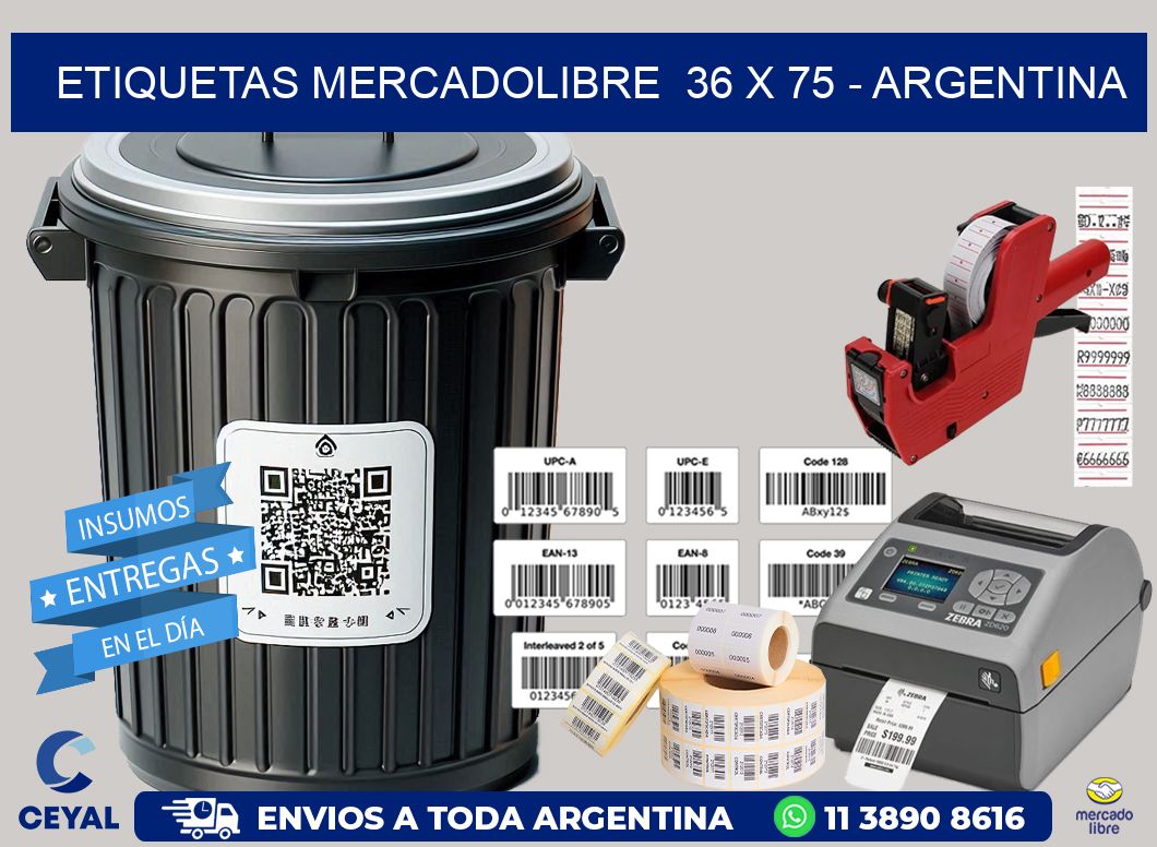 ETIQUETAS MERCADOLIBRE  36 x 75 – ARGENTINA