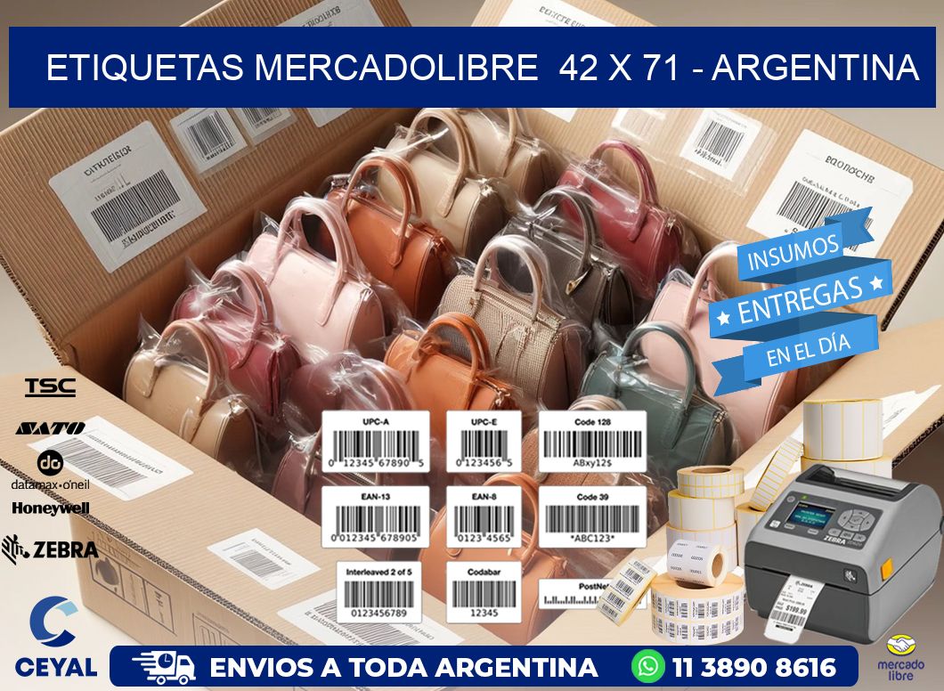 ETIQUETAS MERCADOLIBRE  42 x 71 - ARGENTINA