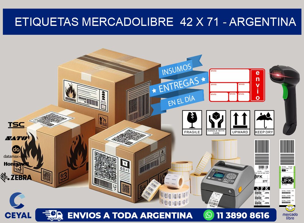 ETIQUETAS MERCADOLIBRE  42 x 71 - ARGENTINA