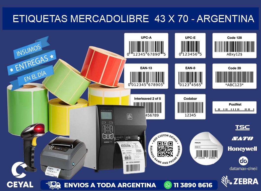 ETIQUETAS MERCADOLIBRE  43 x 70 - ARGENTINA