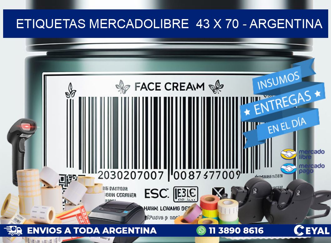 ETIQUETAS MERCADOLIBRE  43 x 70 - ARGENTINA