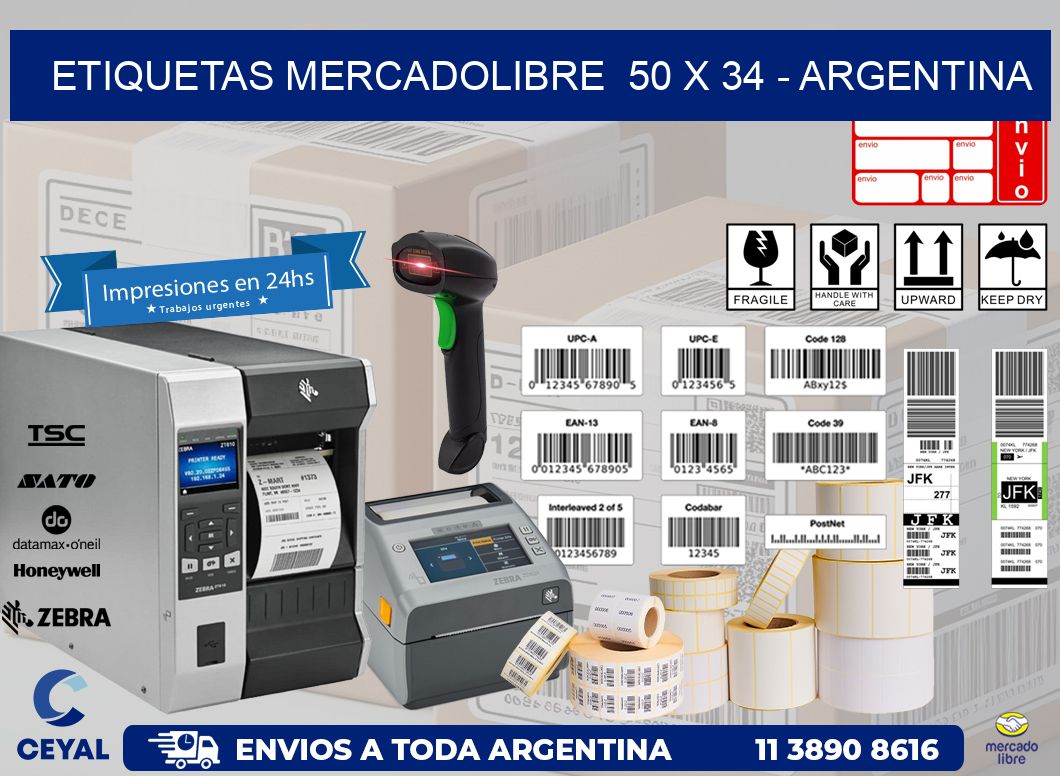 ETIQUETAS MERCADOLIBRE  50 x 34 - ARGENTINA