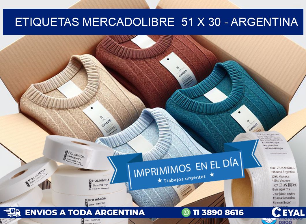 ETIQUETAS MERCADOLIBRE  51 x 30 - ARGENTINA