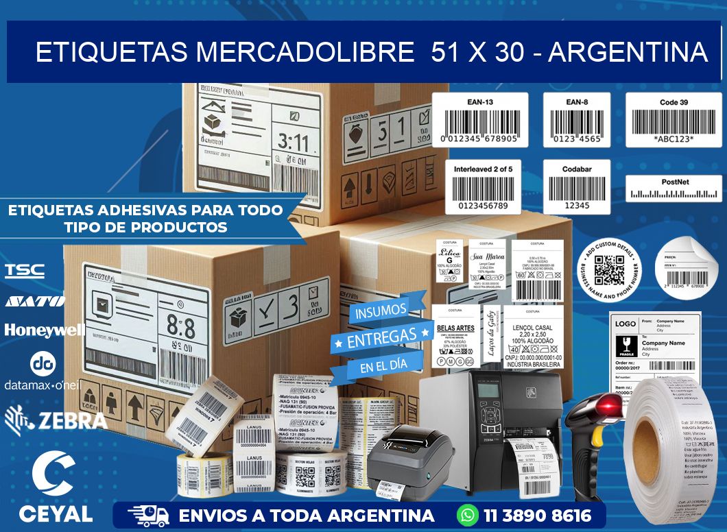 ETIQUETAS MERCADOLIBRE  51 x 30 – ARGENTINA