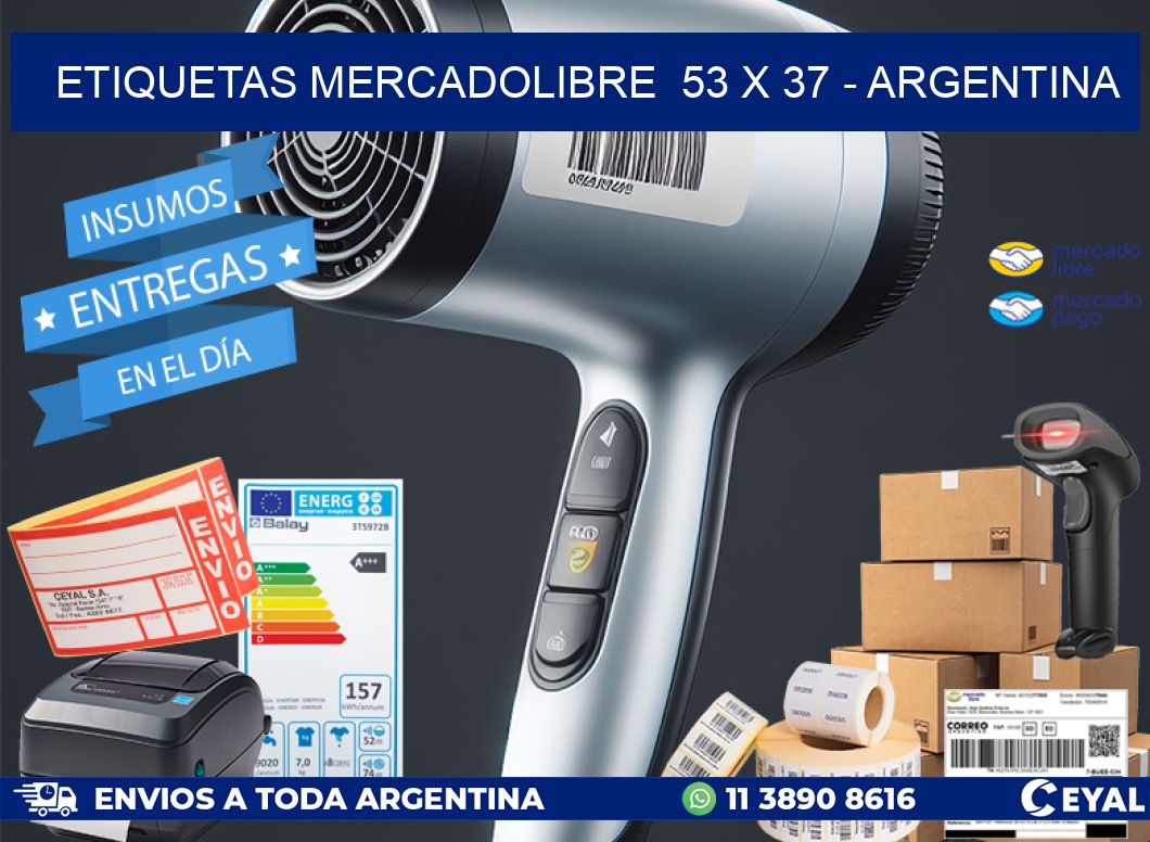 ETIQUETAS MERCADOLIBRE  53 x 37 - ARGENTINA