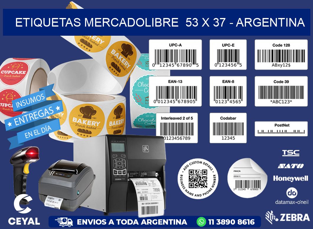 ETIQUETAS MERCADOLIBRE  53 x 37 - ARGENTINA