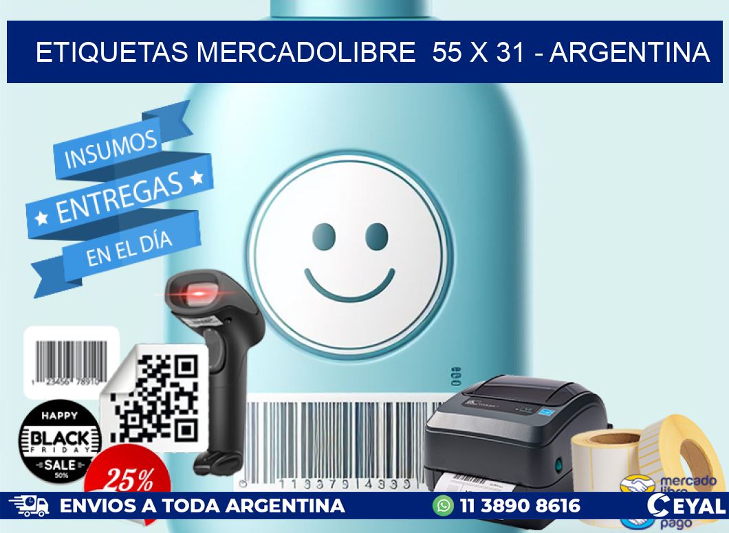 ETIQUETAS MERCADOLIBRE  55 x 31 - ARGENTINA