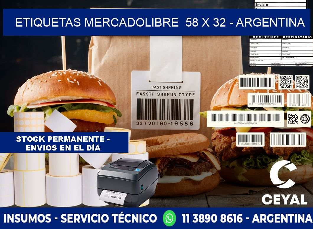 ETIQUETAS MERCADOLIBRE  58 x 32 - ARGENTINA