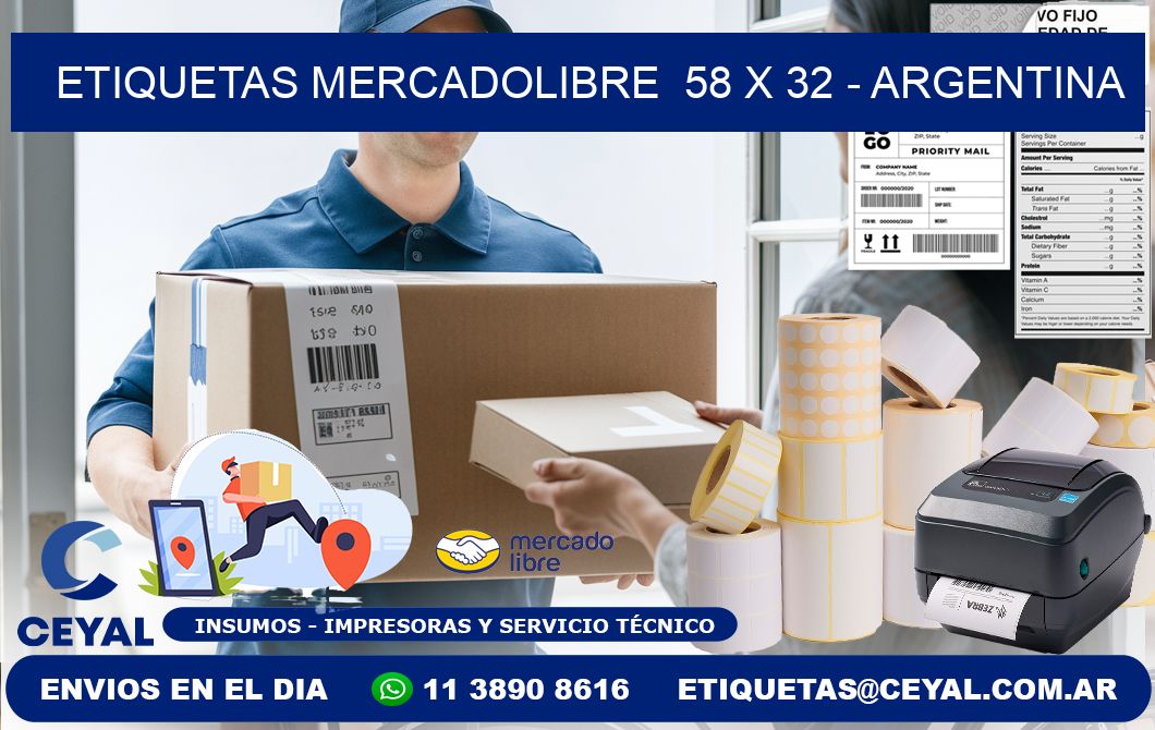 ETIQUETAS MERCADOLIBRE  58 x 32 - ARGENTINA