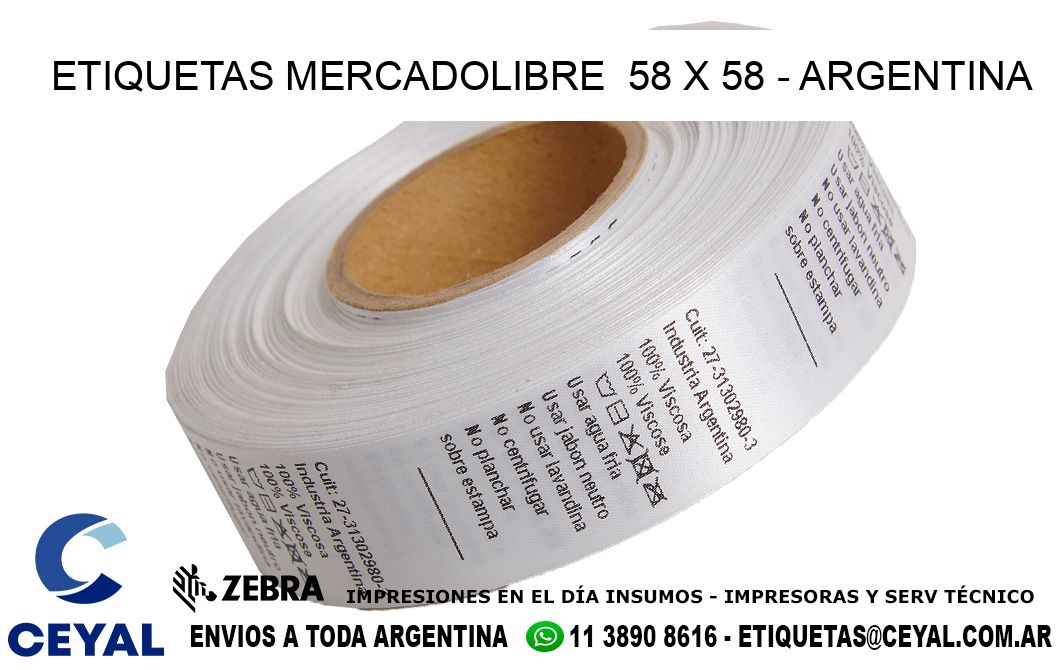 ETIQUETAS MERCADOLIBRE  58 x 58 - ARGENTINA