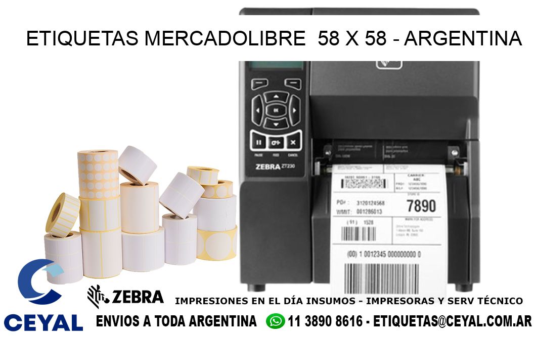 ETIQUETAS MERCADOLIBRE  58 x 58 - ARGENTINA