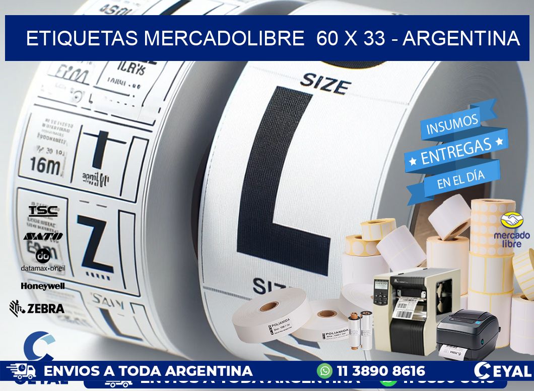 ETIQUETAS MERCADOLIBRE  60 x 33 - ARGENTINA