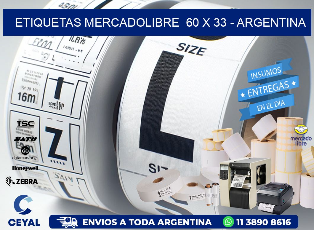 ETIQUETAS MERCADOLIBRE  60 x 33 - ARGENTINA