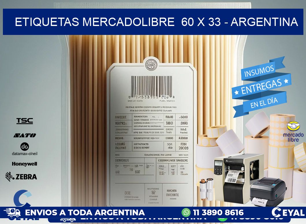 ETIQUETAS MERCADOLIBRE  60 x 33 - ARGENTINA