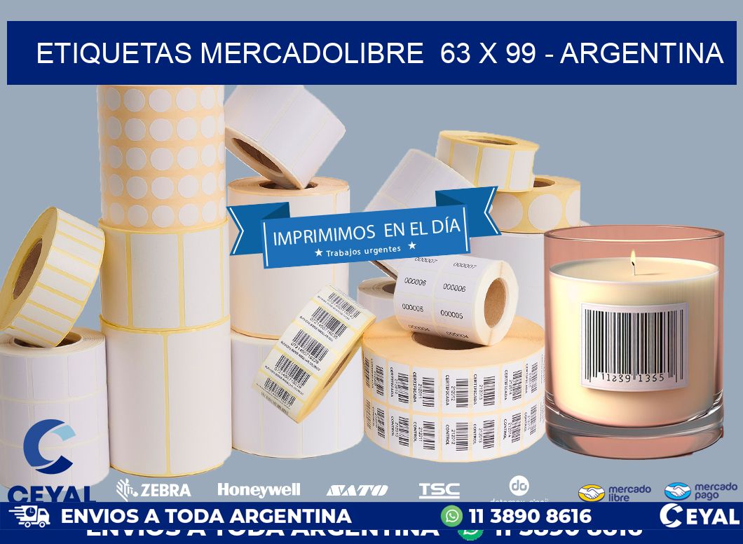 ETIQUETAS MERCADOLIBRE  63 x 99 - ARGENTINA