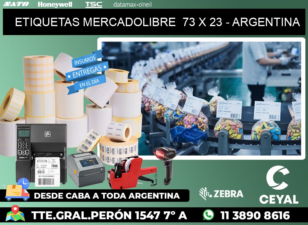 ETIQUETAS MERCADOLIBRE  73 x 23 - ARGENTINA