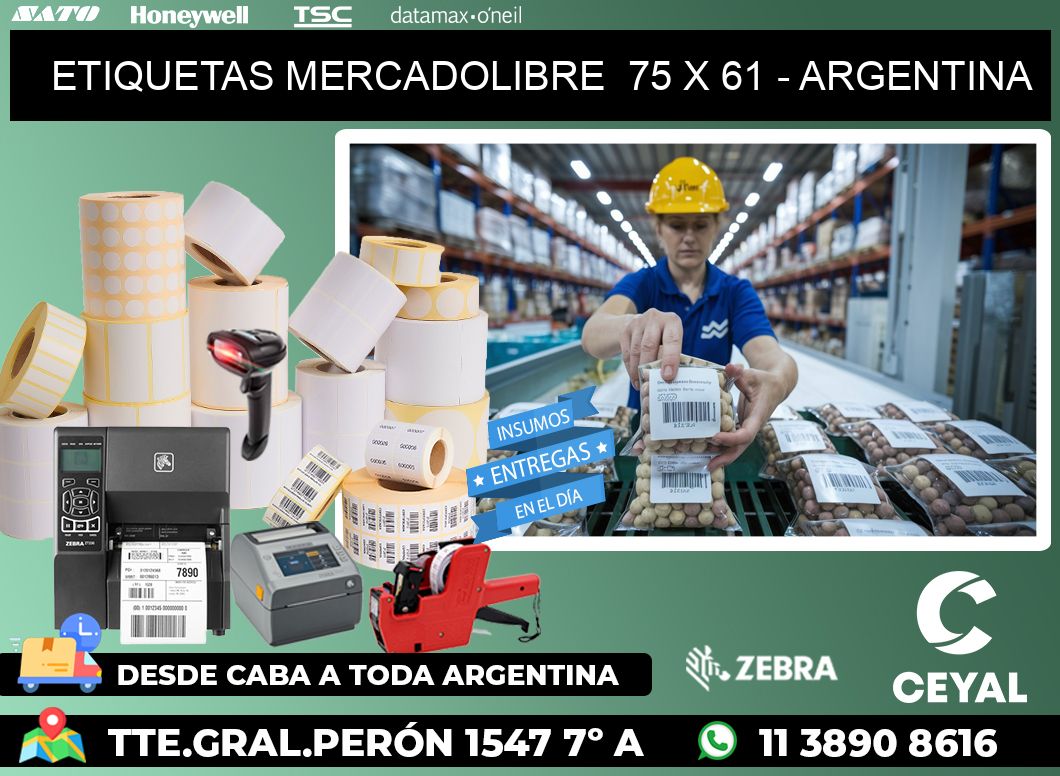 ETIQUETAS MERCADOLIBRE  75 x 61 - ARGENTINA