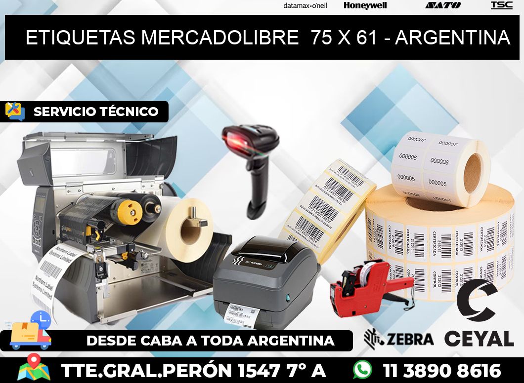 ETIQUETAS MERCADOLIBRE  75 x 61 - ARGENTINA