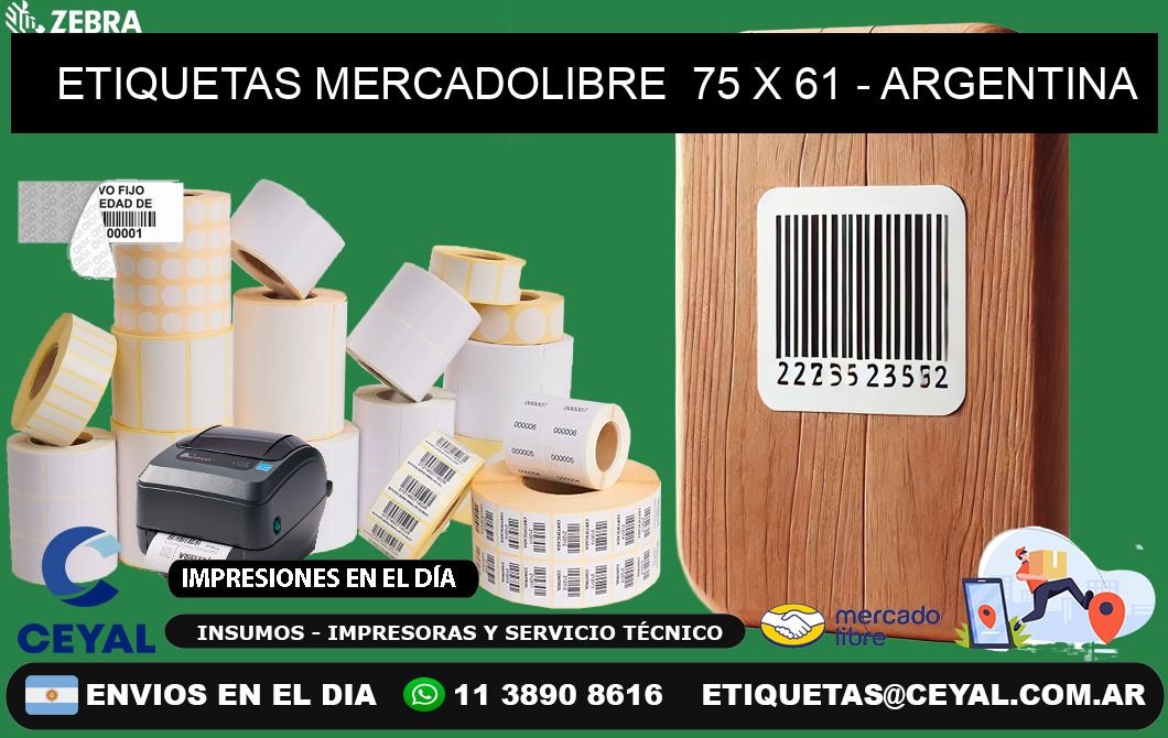 ETIQUETAS MERCADOLIBRE  75 x 61 - ARGENTINA