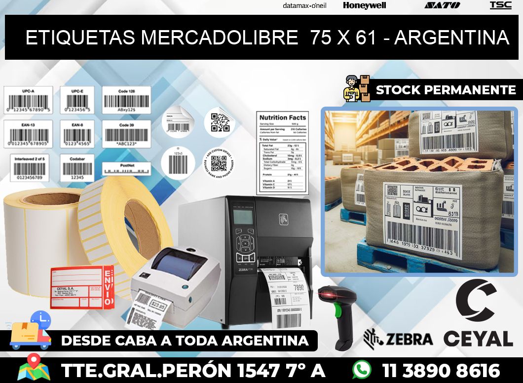 ETIQUETAS MERCADOLIBRE  75 x 61 – ARGENTINA