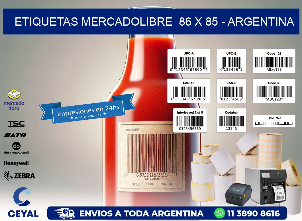 ETIQUETAS MERCADOLIBRE  86 x 85 - ARGENTINA