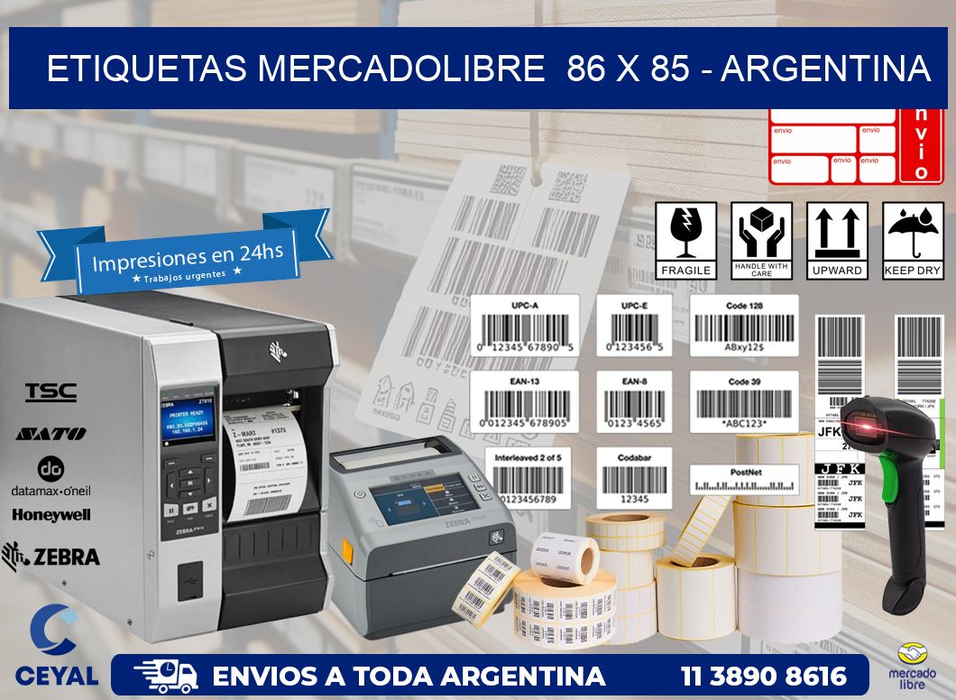 ETIQUETAS MERCADOLIBRE  86 x 85 - ARGENTINA